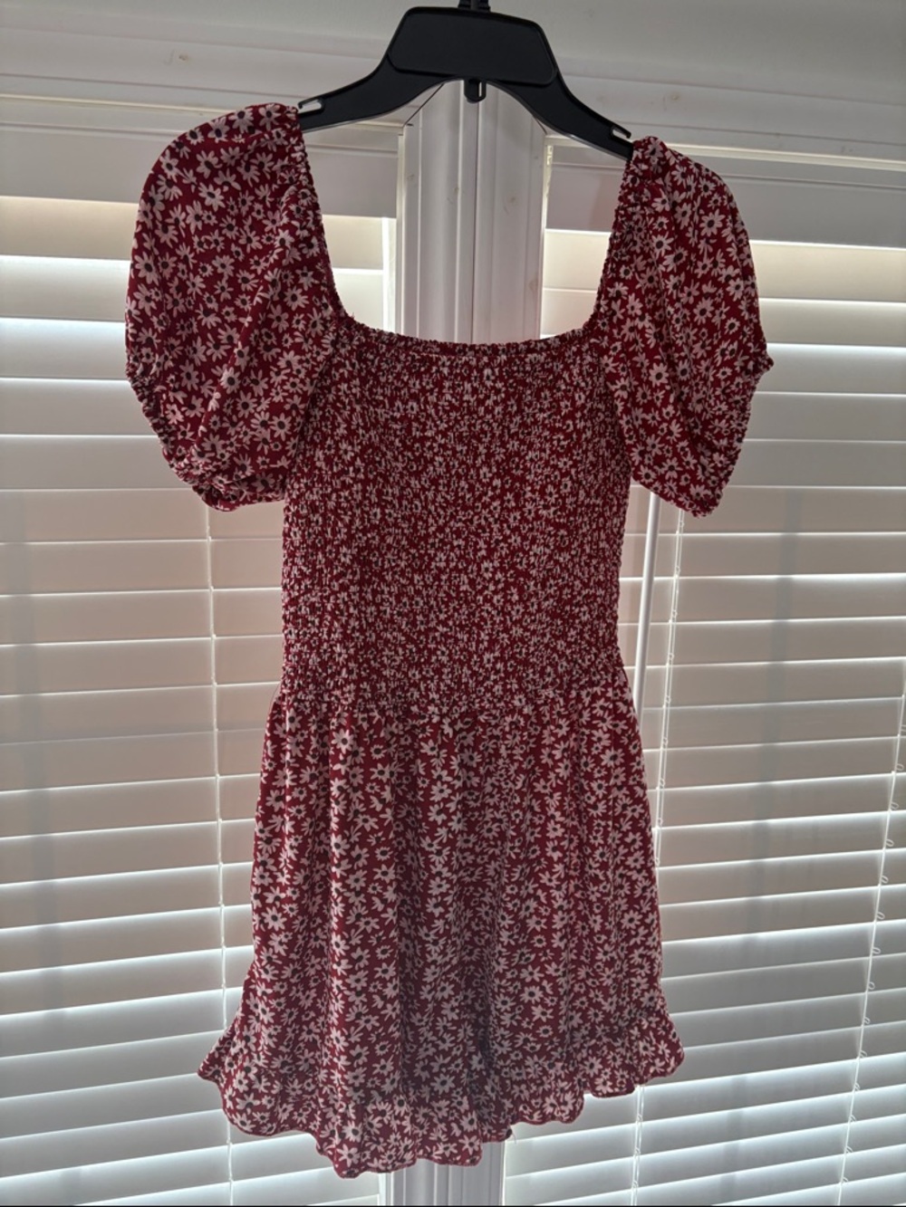 Red Floral Smocked Romper